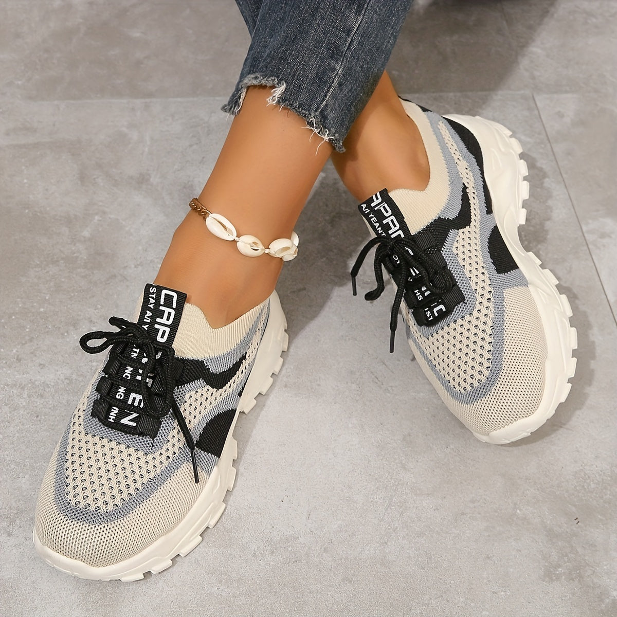 Chaussures de sport d'extérieur respirantes et confortables à couleurs contrastées pour femmes