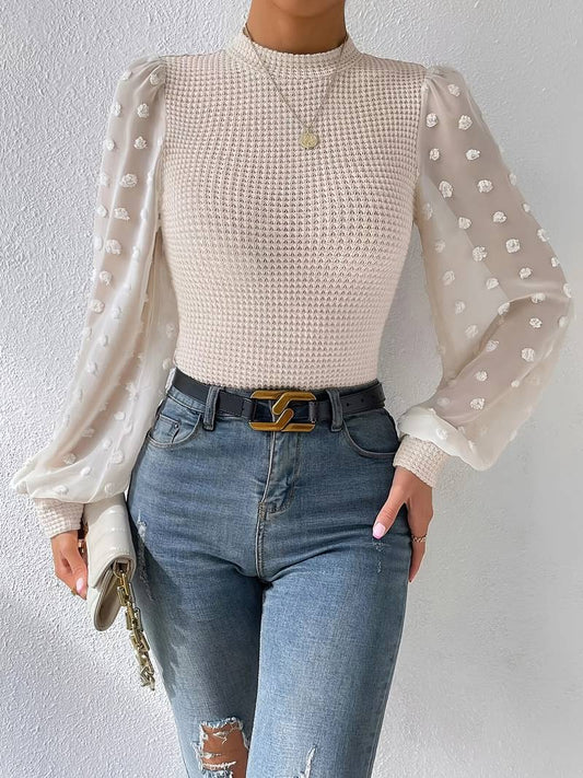 Maxine - Pull d'Hiver Stylé et Confortable avec Manches Bouffantes en Mesh pour Femmes