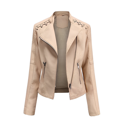 Veste en cuir PU avec fermeture éclair