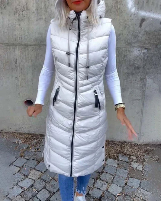 Veste matelassée sans manches, décontractée, avec capuche et fermeture éclair