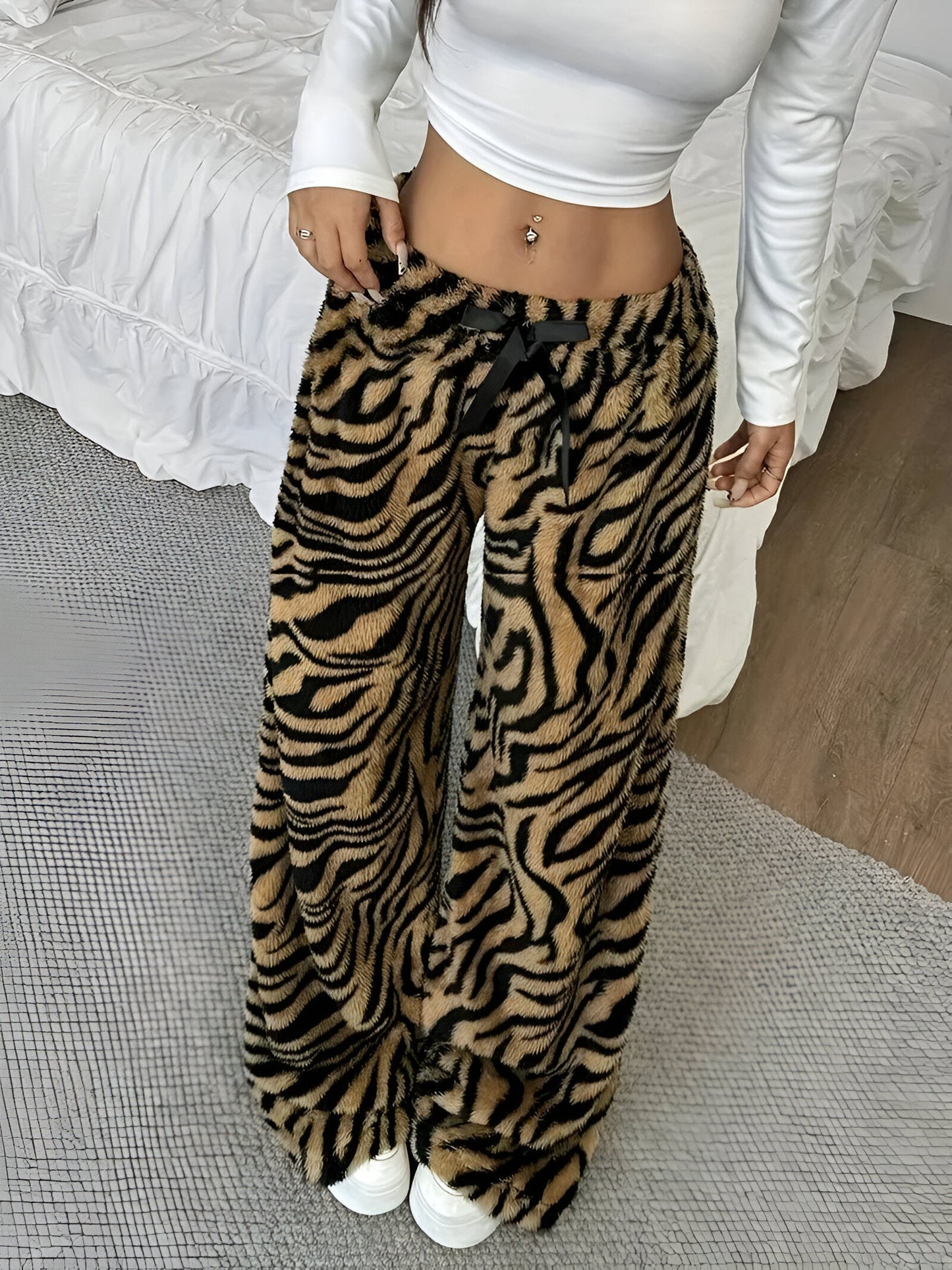 Hedvika | Pantalon large élégant à imprimé zébré pour femmes