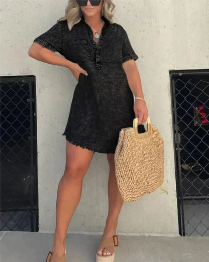 Robe chemise-blouse en denim