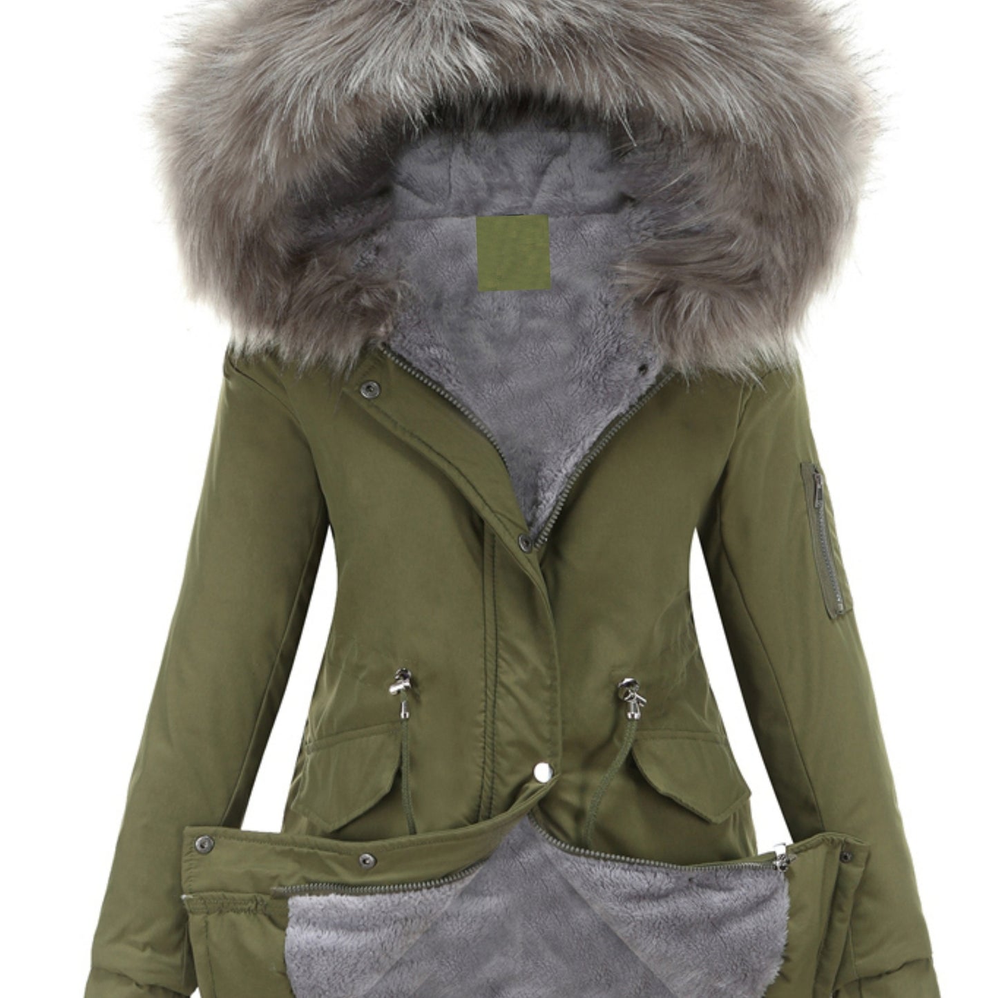 Nina | Veste parka à capuche duveteuse zippée