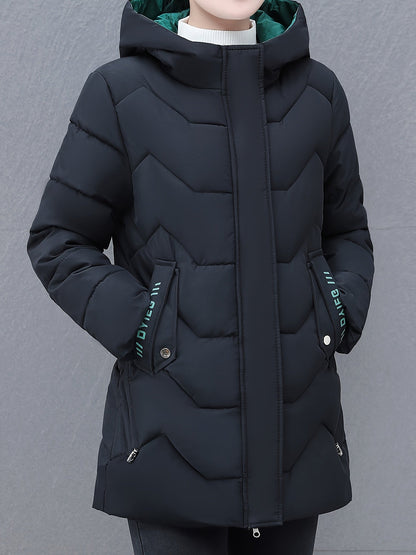 Veste tampon confortable de longueur moyenne pour femmes | Idéal pour l'automne/hiver