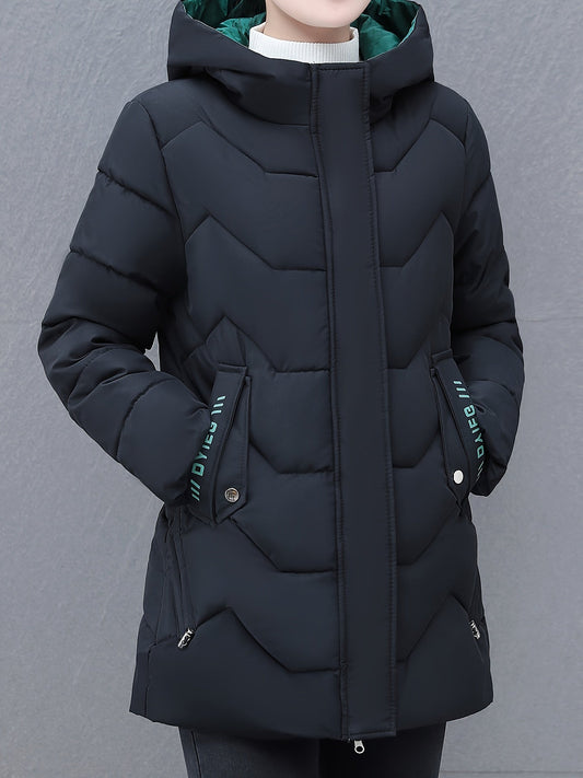 Veste tampon confortable de longueur moyenne pour femmes | Idéal pour l'automne/hiver