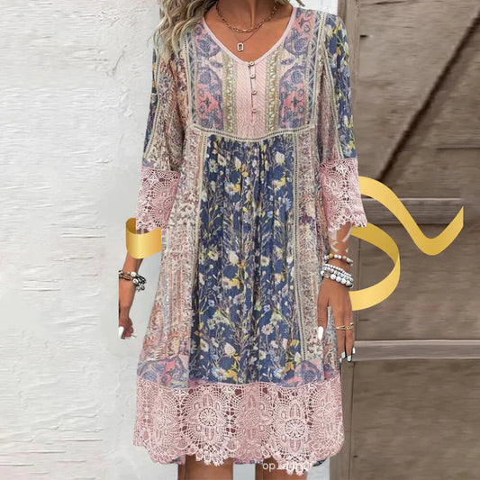 Ada - Robe vintage en dentelle imprimée