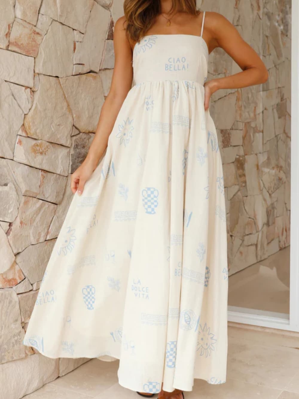 Robe longue Chill Vibes avec dos nu et fines bretelles