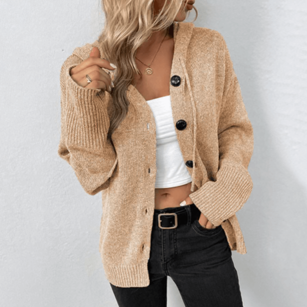 Brittan | Veste en tricot chaud pour femmes | bouton duvet