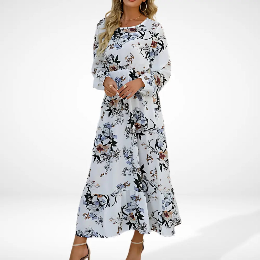 Robe longue ample à imprimé floral et manches longues