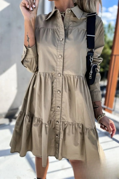Evelyn robe femme avec boucle fixe et col inversé