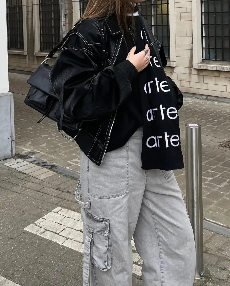 Isolde - veste en cuir surdimensionnée