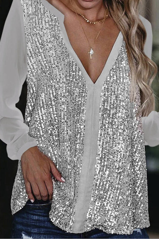 Uma Blouse | Blouse à manches longues pailletées
