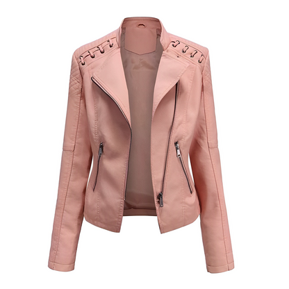 Veste en cuir PU avec fermeture éclair