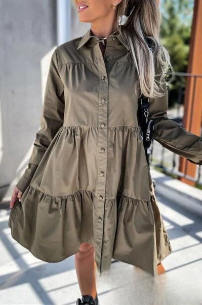 Evelyn robe femme avec boucle fixe et col inversé