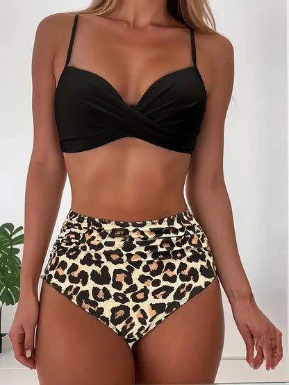 Bikini femme - Tropical Collection - Imprimé vibrant, col en V, bretelles réglables - Parfait pour les journées ensoleillées