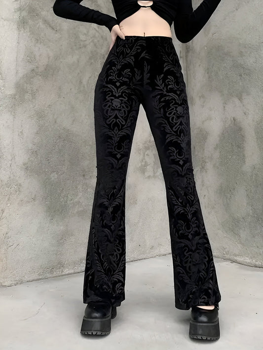 Bohdana | Pantalon évasé gothique élégant avec fleurs