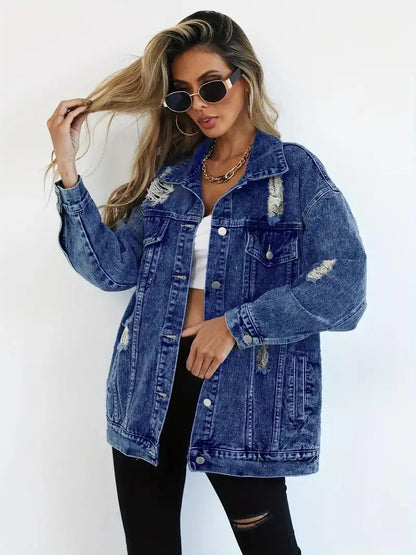 Veste en jean surdimensionnée tendance pour femmes