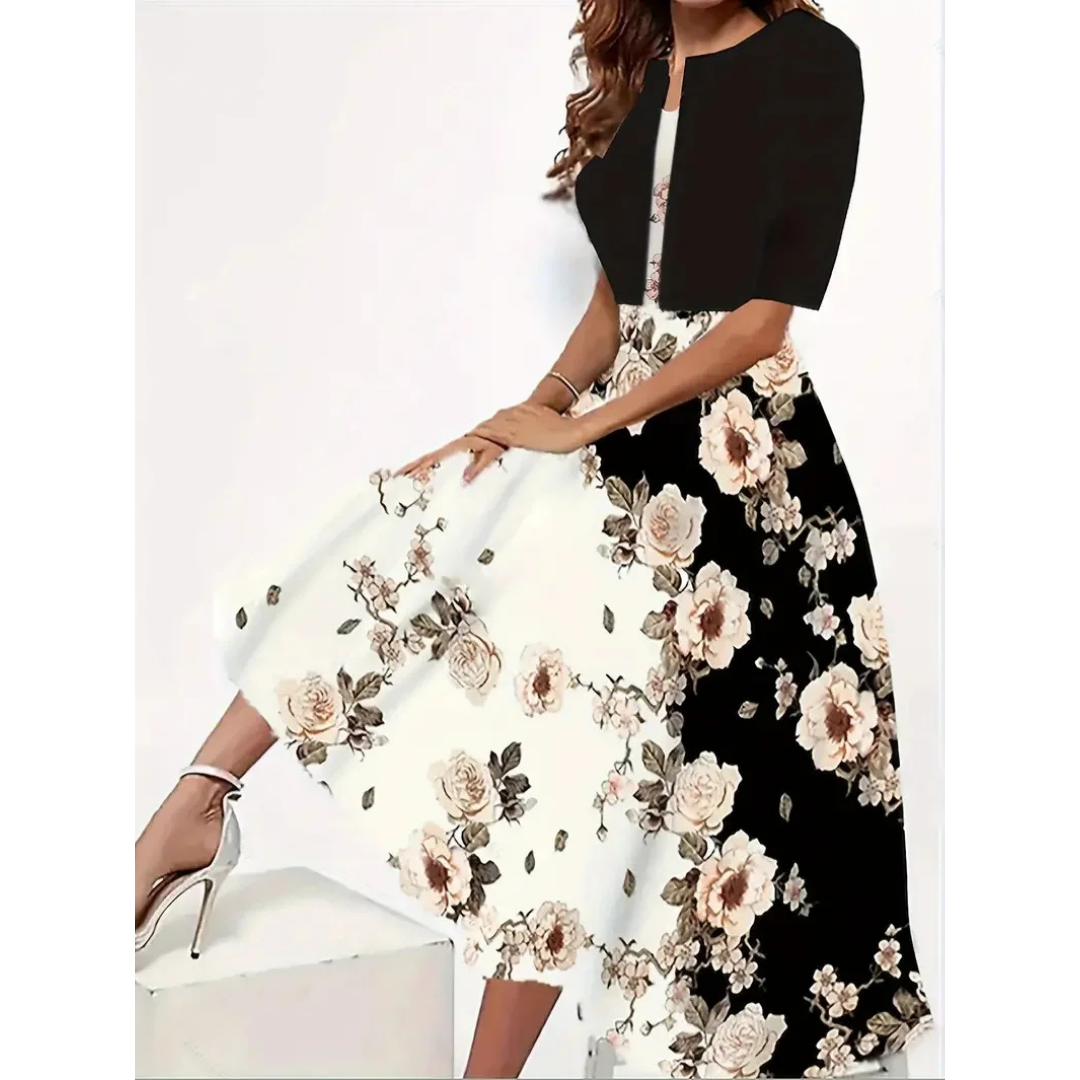 Mini-robe plissée à manches courtes