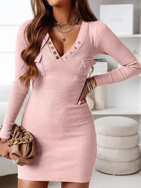 Robe en maille à manches longues