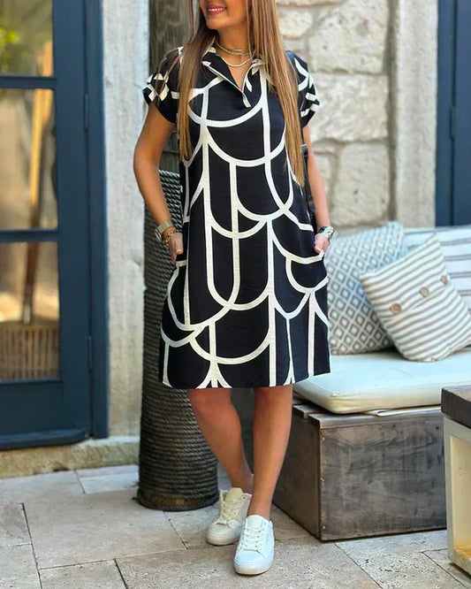 Esther - Robe midi avec imprimé et manches courtes