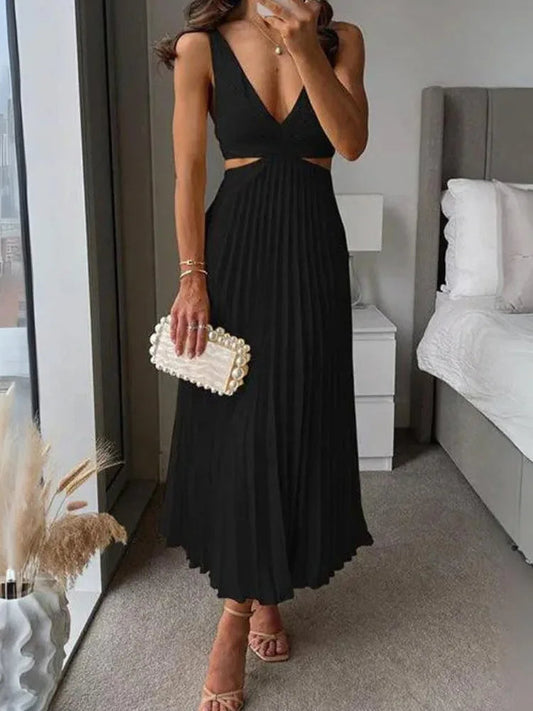 Robe élégante sans manches, dos nu et design sophistiqué et raffiné, pour les occasions spéciales par temps chaud