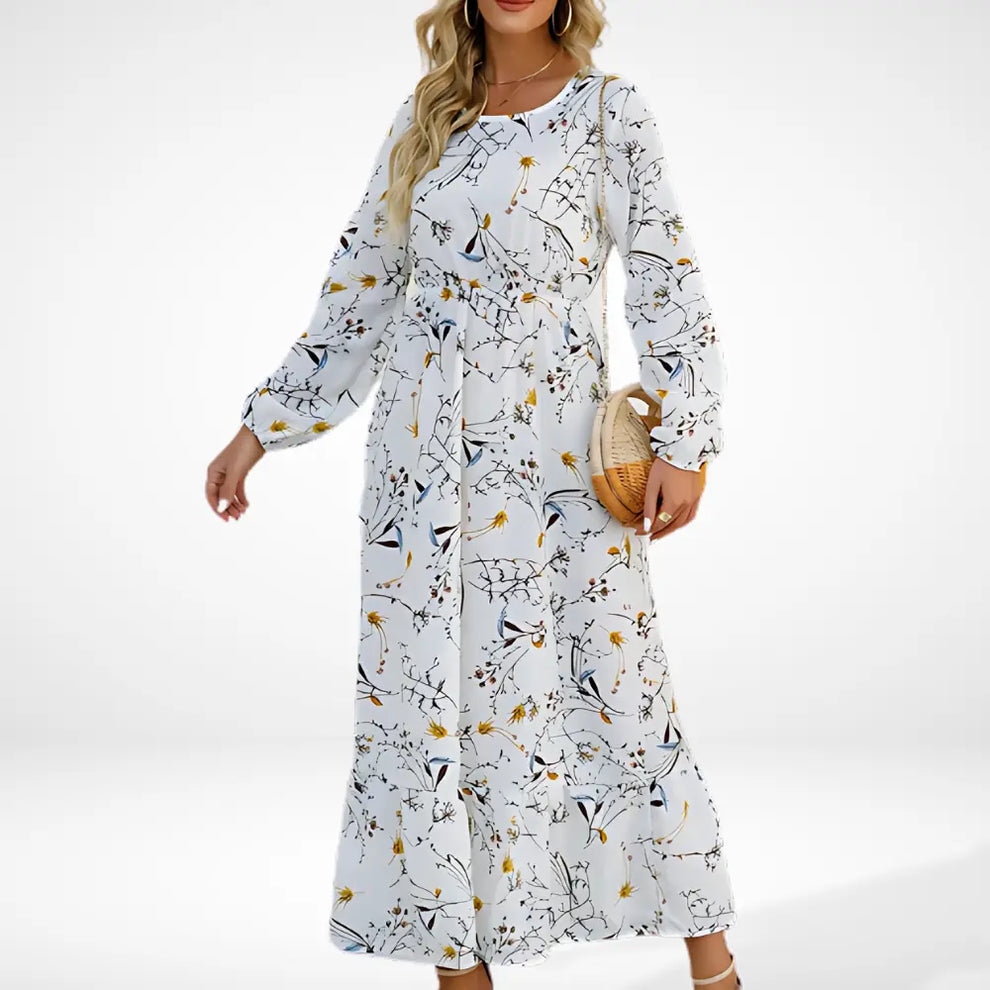 Robe longue ample à imprimé floral et manches longues