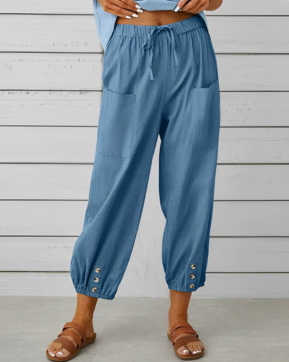 Pantalon large avec taille haute