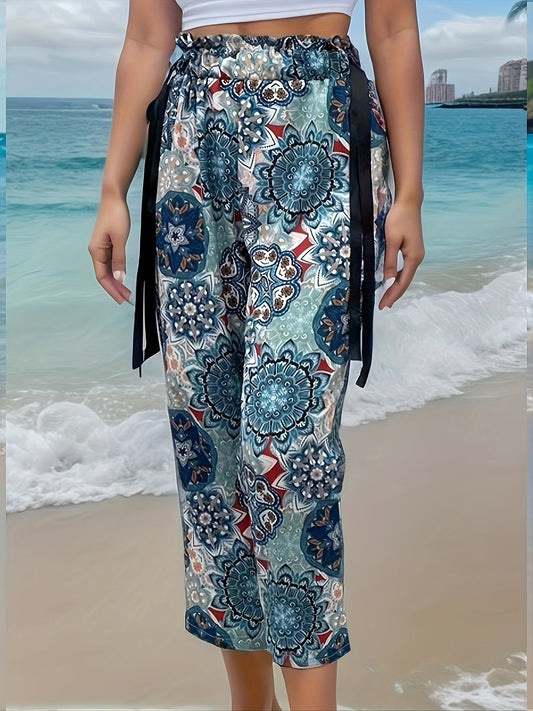 Blanche - Pantalon bohème à taille élastique