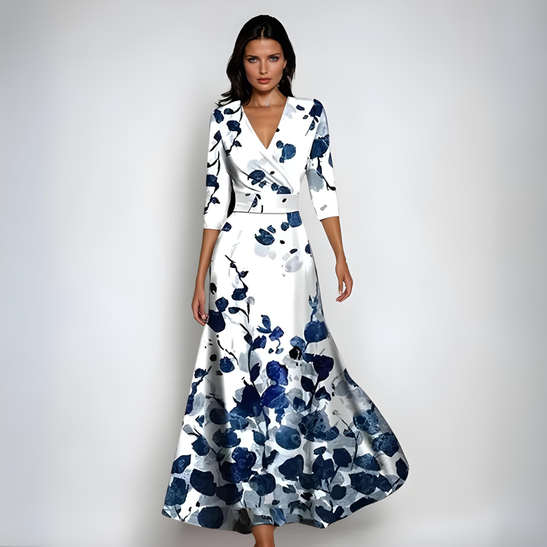 Jano™ | Robe Maxi à Enveloppe Élégante avec Fleurs
