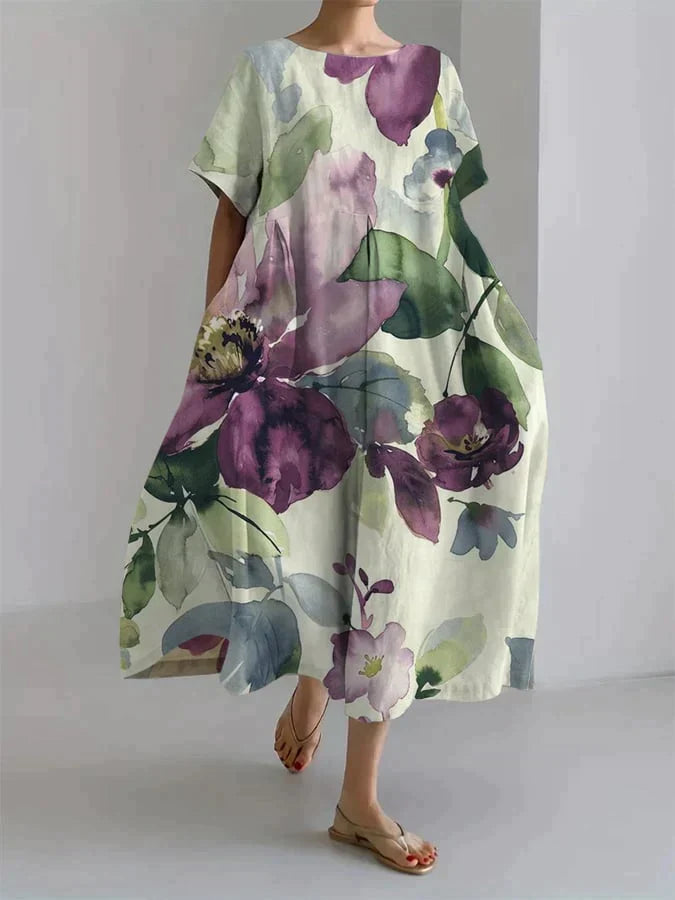 Andria - Robe ample pour femme avec un motif floral botanique
