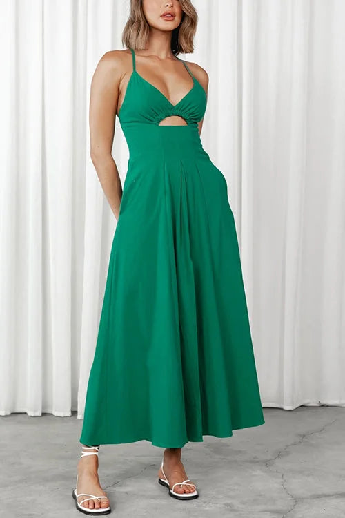 Robe longue dos nu et décolleté en V