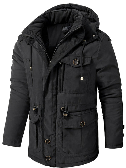 Vestes d'hiver décontractées de style cargo en coton avec poches pour hommes | Parfaites pour les activités de plein air