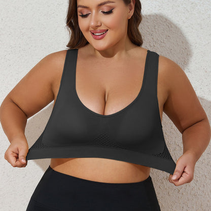 Lotte | Soutien-gorge de sport grande taille pour femme - Maille respirante, bretelles larges, coussinets amovibles, dos en U, rose