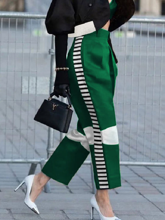Balsinde - Pantalon taille haute de couleur contrastée
