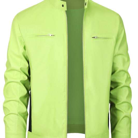 Ruben | Veste élégante en cuir PU avec blocs de couleur et fermeture à glissière multiple