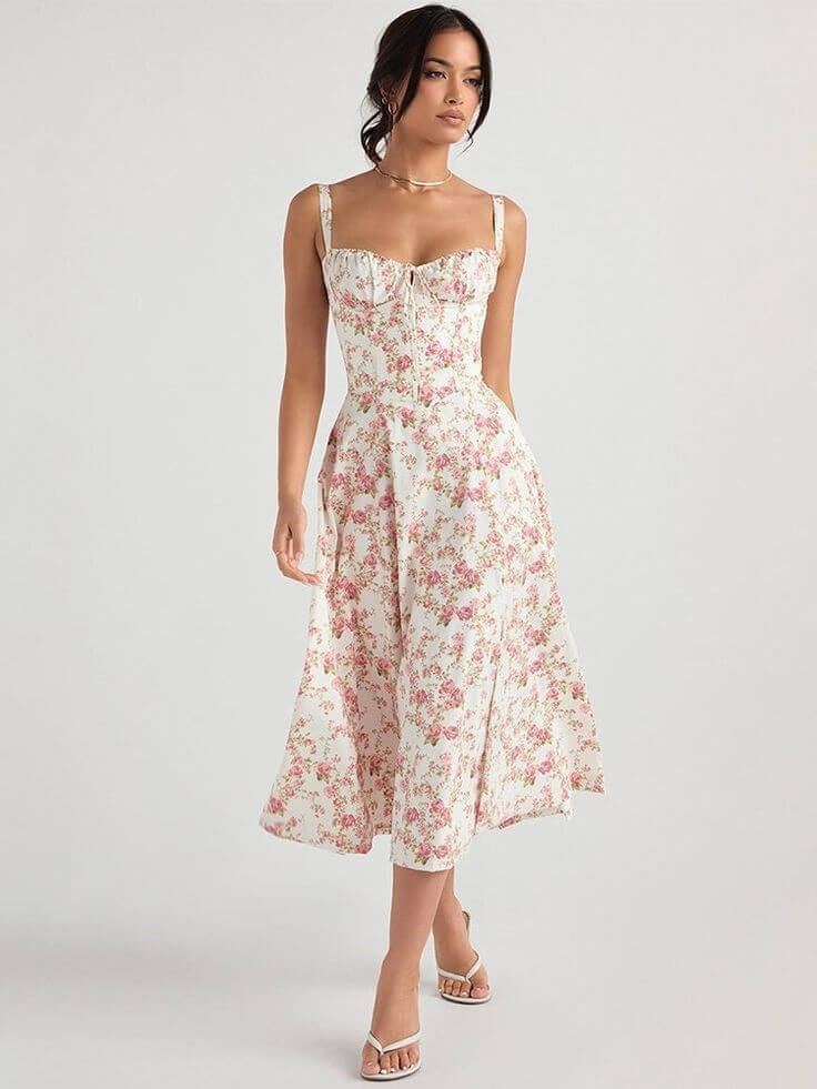 Gretchen - Robe midi avec laçage et corset