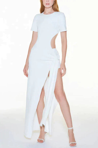 Adelaide - Robe longue avec taille découpée et bretelles fendues
