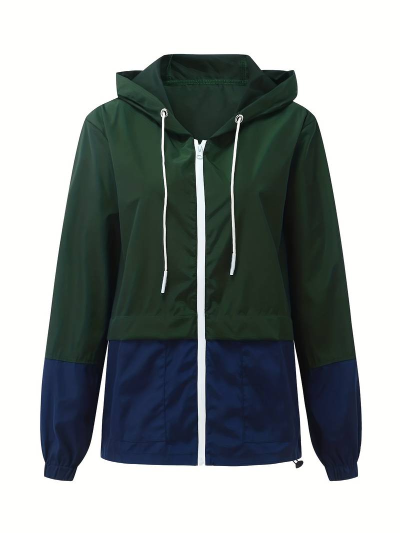 Veste imperméable colorée et décontractée pour l'extérieur avec capuche pour femmes | Parfait pour les activités de plein air