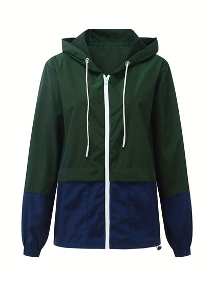 Veste imperméable colorée et décontractée pour l'extérieur avec capuche pour femmes | Parfait pour les activités de plein air