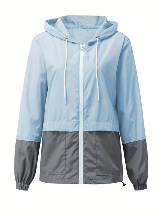 Veste imperméable colorée et décontractée pour l'extérieur avec capuche pour femmes | Parfait pour les activités de plein air
