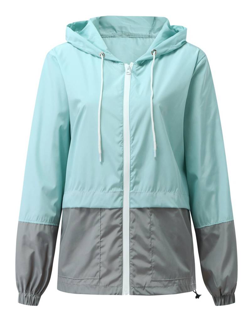 Veste imperméable colorée et décontractée pour l'extérieur avec capuche pour femmes | Parfait pour les activités de plein air
