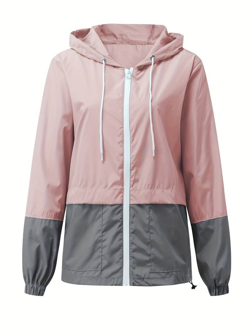 Veste imperméable colorée et décontractée pour l'extérieur avec capuche pour femmes | Parfait pour les activités de plein air