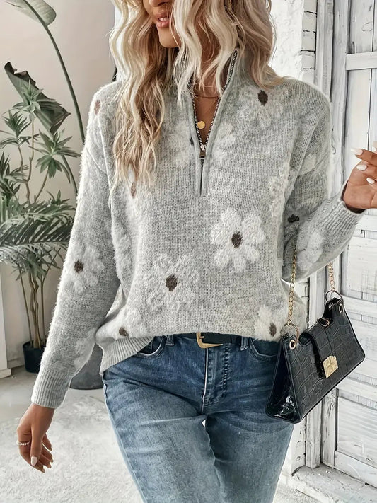 Fiorella - Pull décontracté avec fermeture éclair pour femme