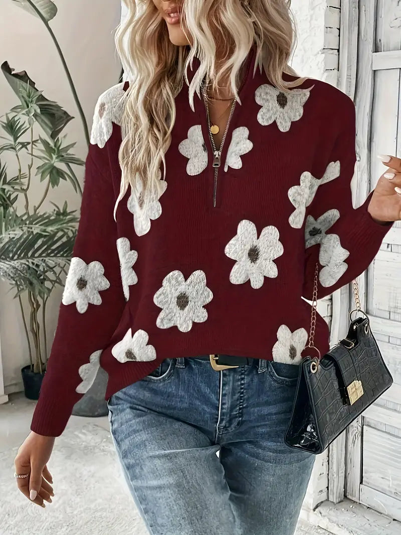 Fiorella - Pull décontracté avec fermeture éclair pour femme