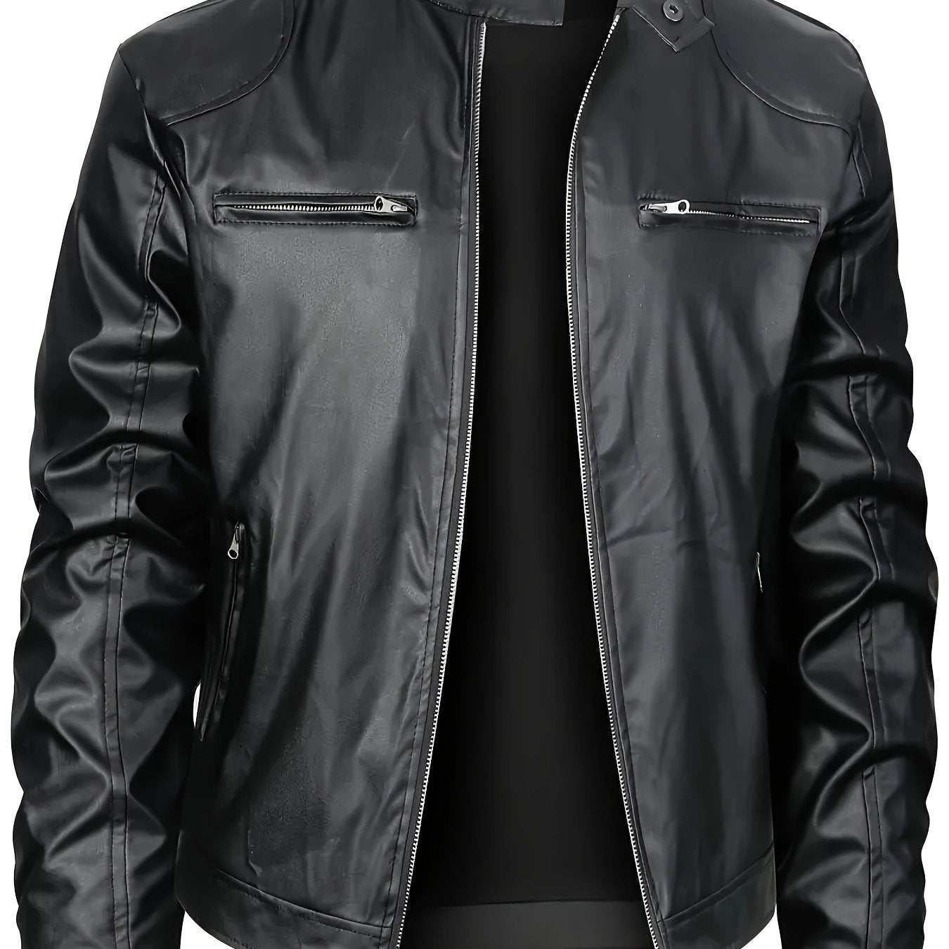 Ruben | Veste élégante en cuir PU avec blocs de couleur et fermeture à glissière multiple