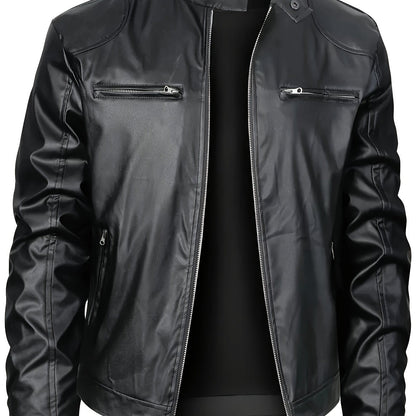 Ruben | Veste élégante en cuir PU avec blocs de couleur et fermeture à glissière multiple
