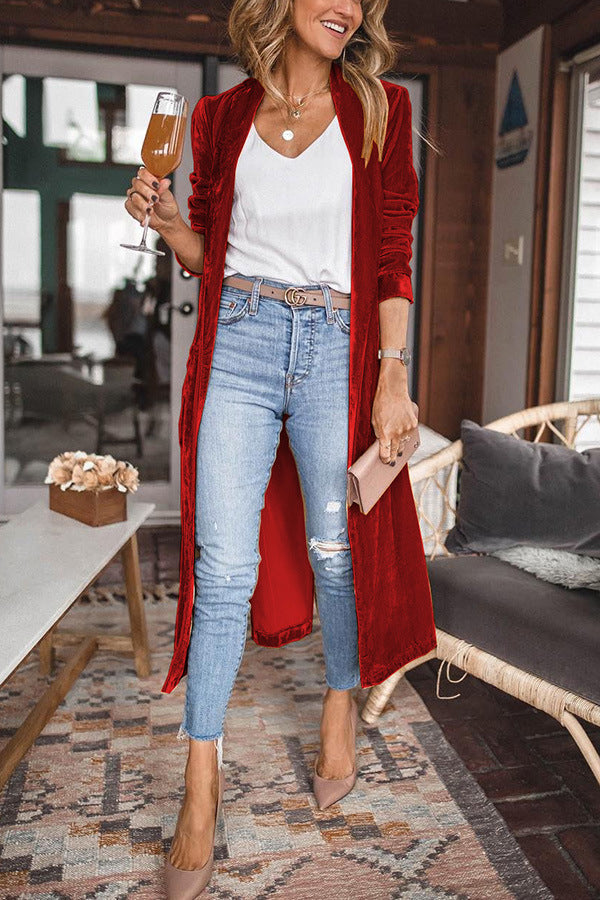 Kamila - manteau long en velours élégant