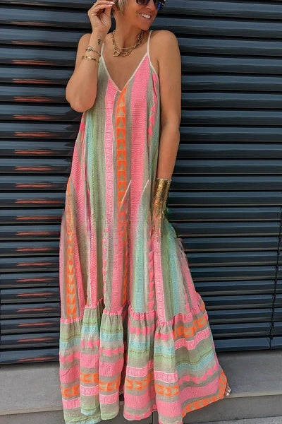 Kalea - Robe longue cami à imprimé ethnique
