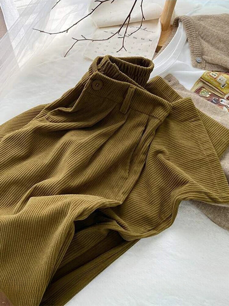 Fien | Pantalon rétro en velours côtelé à taille haute