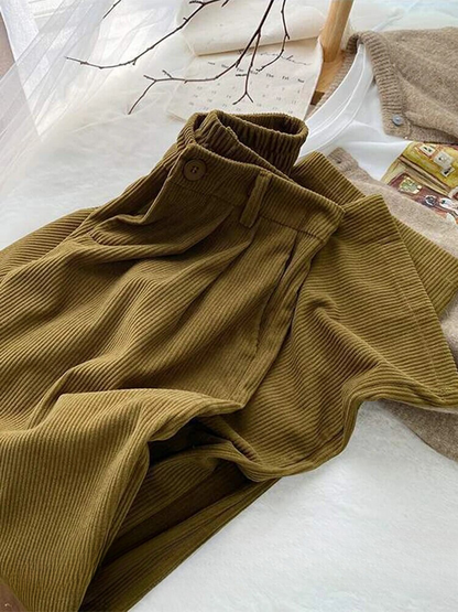 Fien | Pantalon rétro en velours côtelé à taille haute